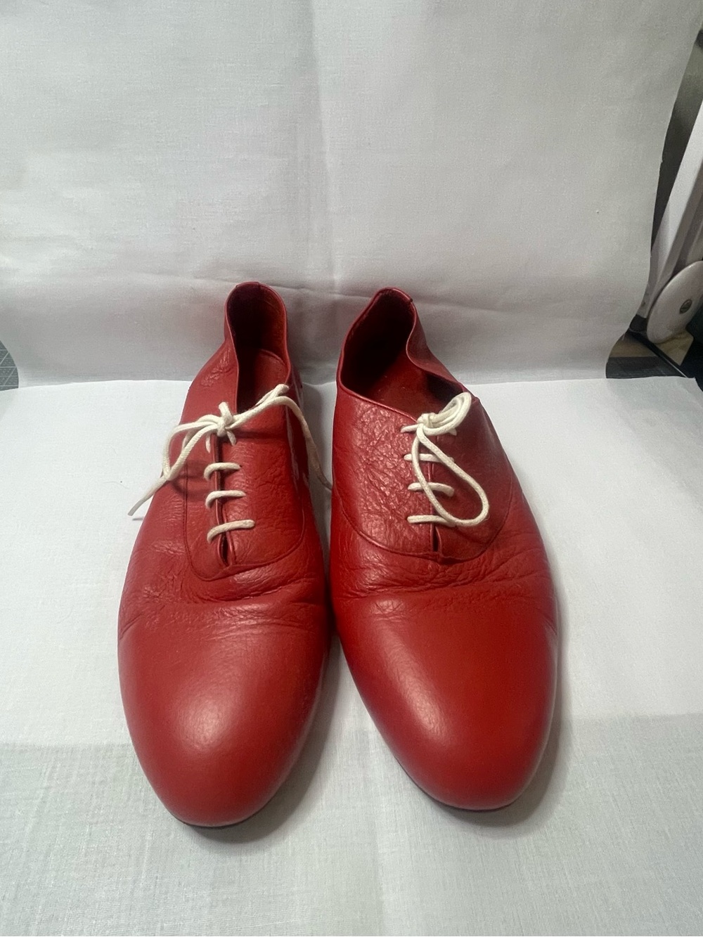 American Apparel Red Leather Oxfords with White Laces